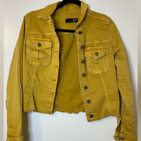 Kut from the Kloth Jackets & Blazers - Kut from the Kloth Yellow Jean Jacket Cropped Style
